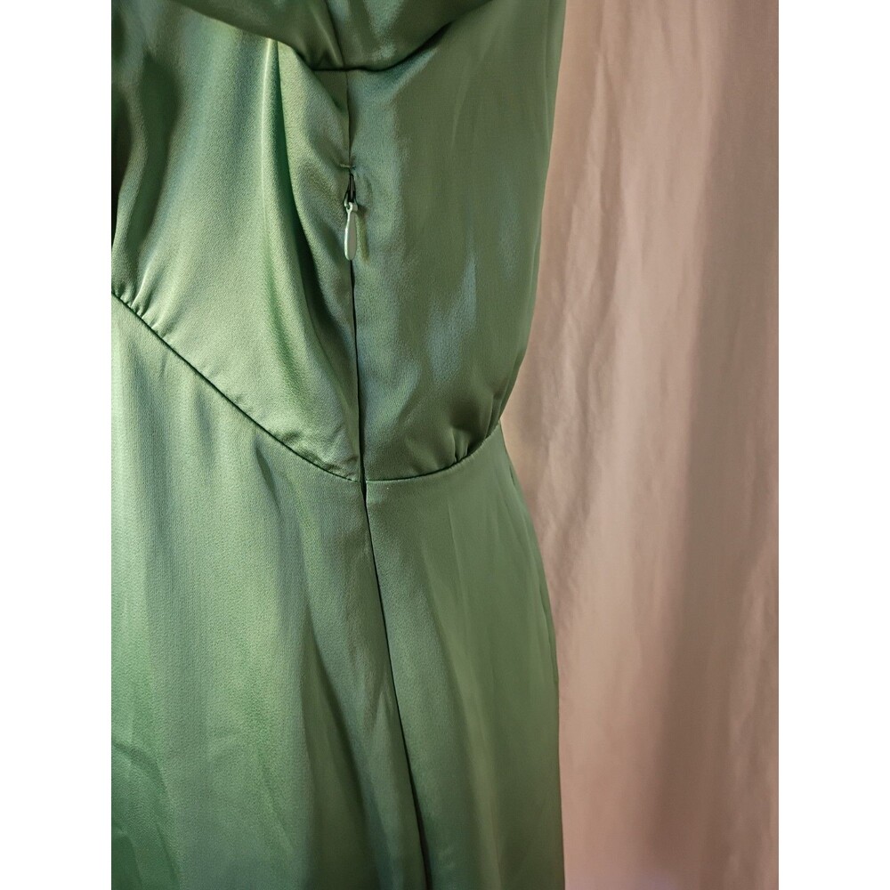 H&M BALLOON-SLEEVED SATIN DRESS Green Size S - Picture 4 of 5